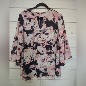 AVENUE GORGEOUS BLACK AND PINK BLOUSE